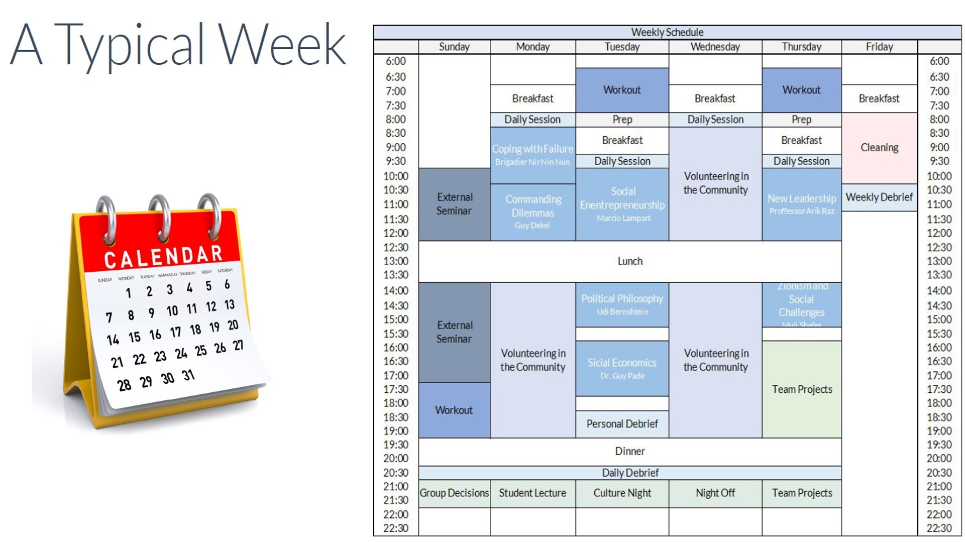 example schedule