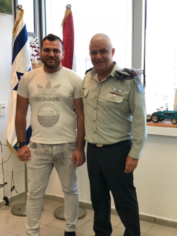Nicky Agayev with IDF Human Resources Directorate Commander Maj. Gen. Moti Almoz